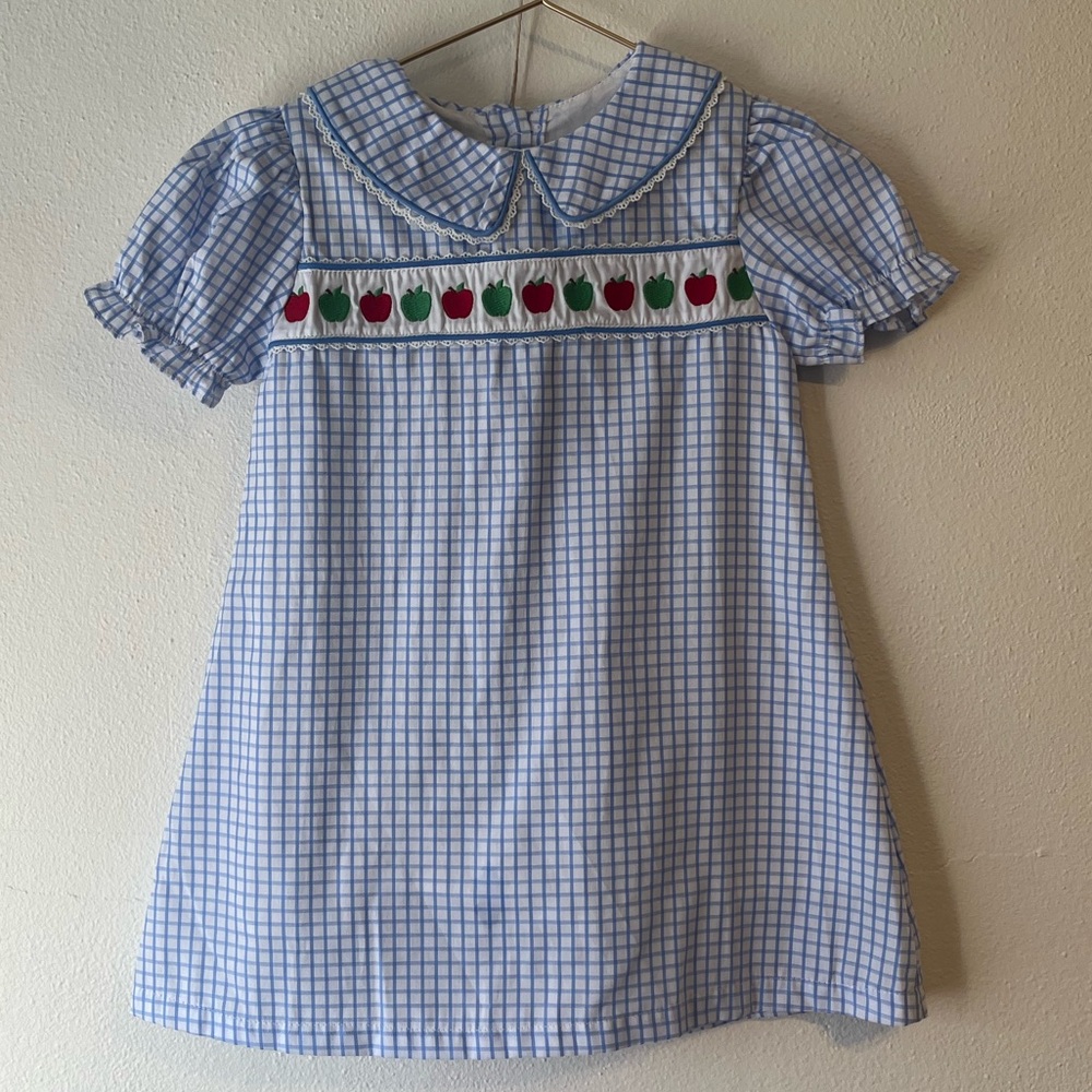 Blue and White Apple Dress with Shorts